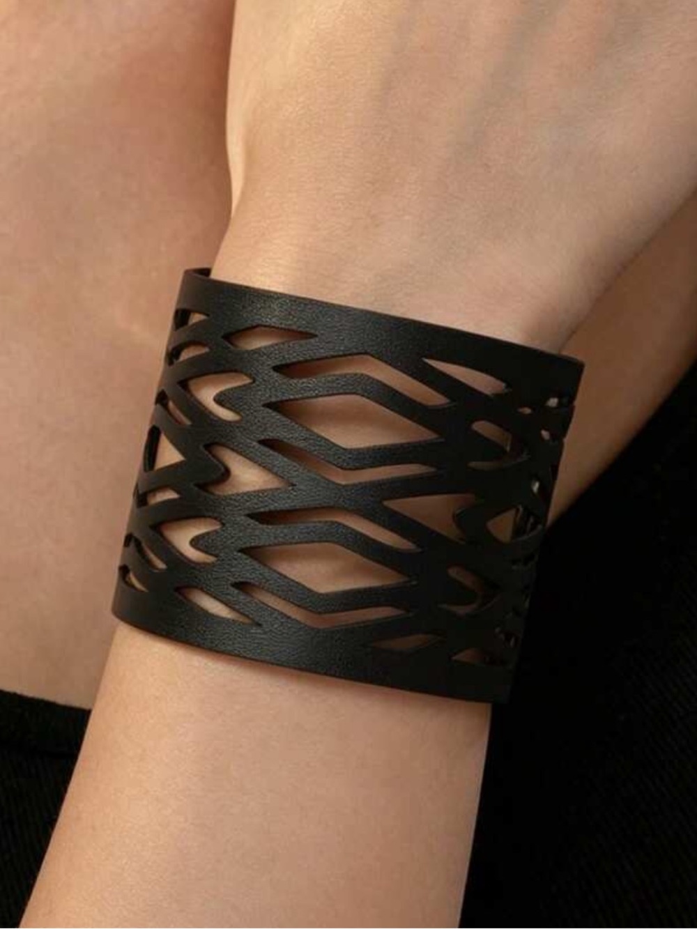 Hollow Gothic geometric punk Double Layer PU Leather Bracelet